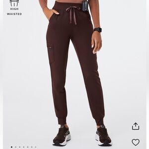Figs Espresso Zamora High Waisted Jogger Scrub Pants